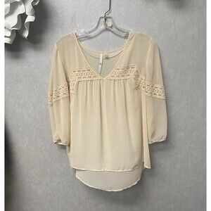 Lauren Conrad Beige Sheer Blouse Size XL